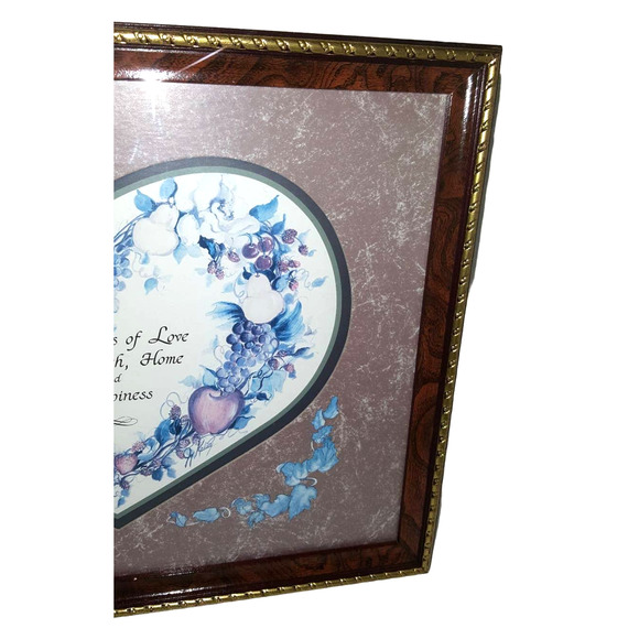 Vintage Retired Homco Home Interior The Fruits of Love 13”x 16” Framed Picture - Picture 6 of 8